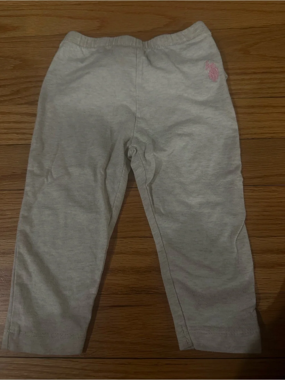 Ralph Lauren Light Gray Leggings with Pink Pony Logo